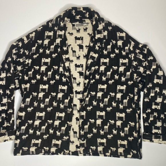 Vintage Women’s Chicos Western Moose Mountain Black  Cream Button Up Jacket Sz M - Picture 8 of 8